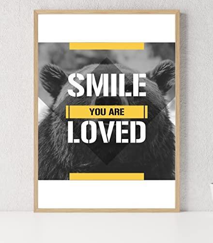 Smile You Are Loved Motivational Inspirational Love Positive Quote Poster Wall