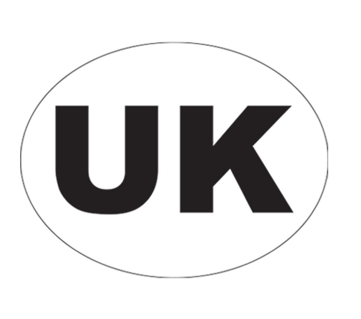 UK Oval Car Sticker: Self Adhesive Vinyl - Set of 2 (18x13cm)