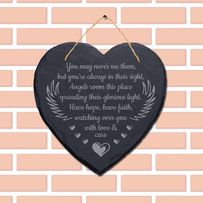 You May Never See Them Engraved Hanging Memorial Heart Shape Slate Plaque Sign