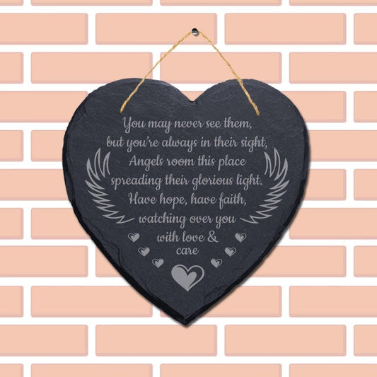 You May Never See Them Engraved Hanging Memorial Heart Shape Slate Plaque Sign