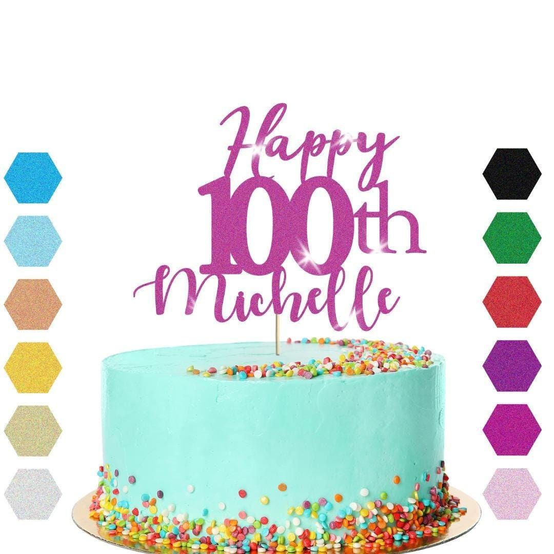 Personalised Name 100th Birthday Glitter Cake Topper Party Cake Decoration Gift