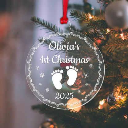 Personalised Babys First Christmas Bauble 1st Xmas Footprints Decoration Gift