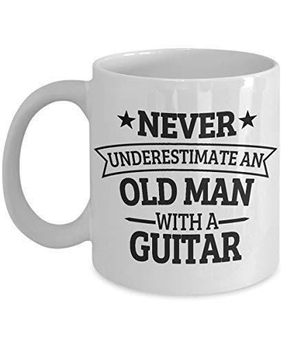Funny Guitar Mug: Never Underestimate An Old Man - Novelty Coffee Cup