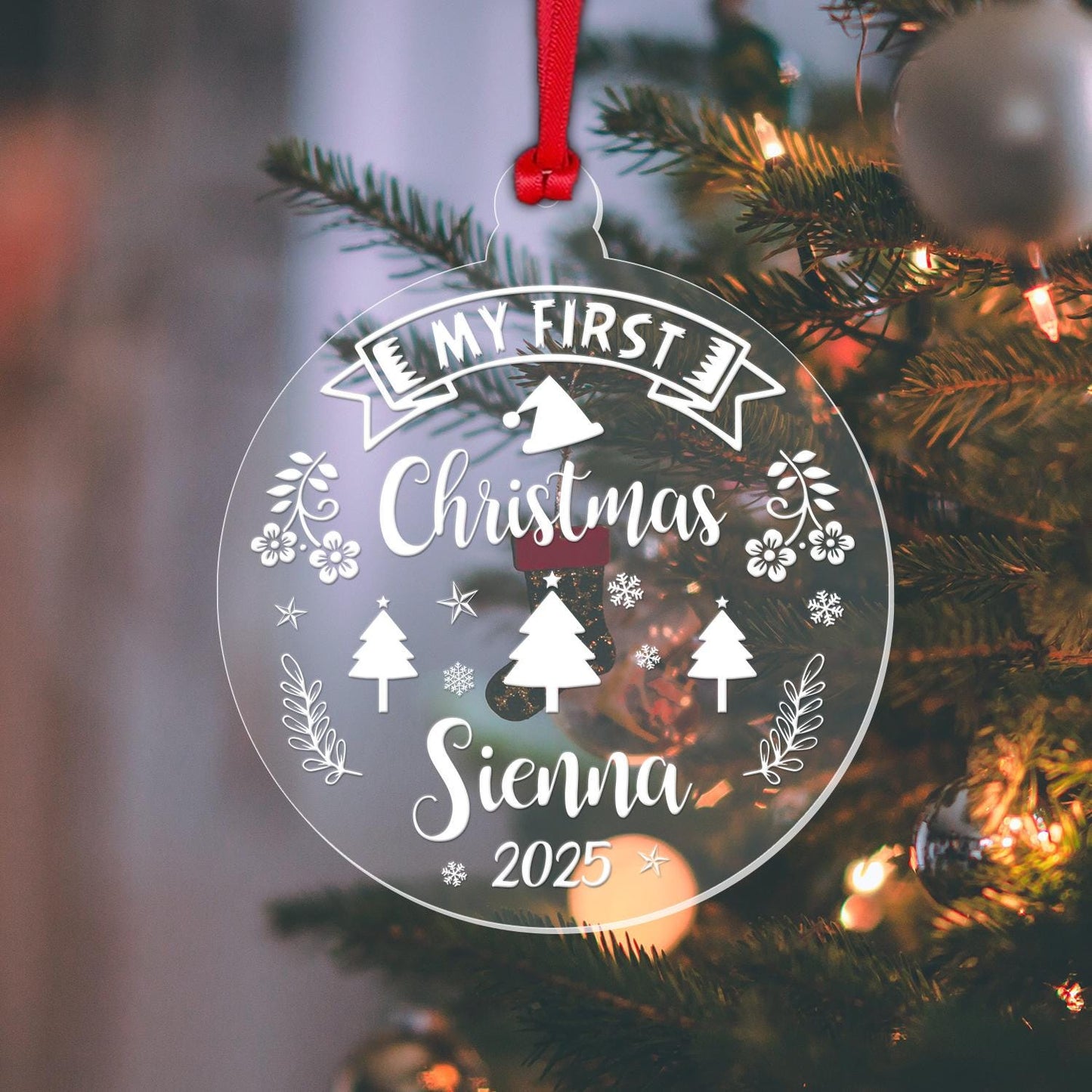 Personalised Name Babys First Christmas Bauble Xmas Decoration Keepsake Gift