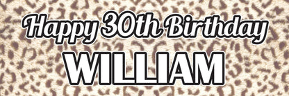 2 Personalised Leopard Print Birthday Celebration Banners Decoration Posters