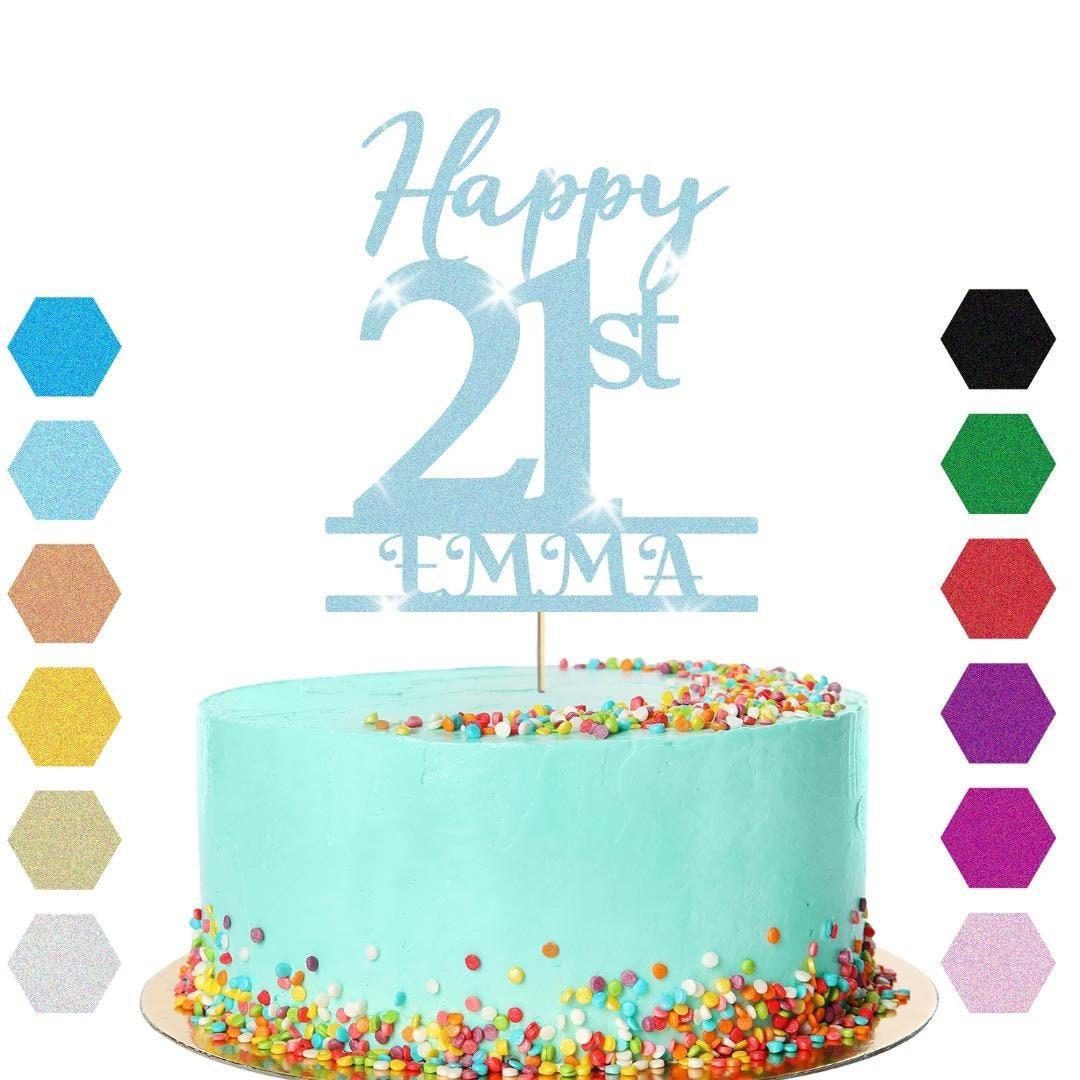 Personalised Name 21st Birthday Glitter Cake Topper Party Cake Decorations Gift