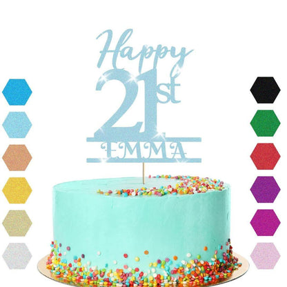 Personalised Name 21st Birthday Glitter Cake Topper Party Cake Decorations Gift