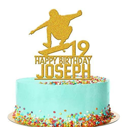 Personalised Acrylic Kids Boys Skateboard Birthday Cake Topper Decoration Gift