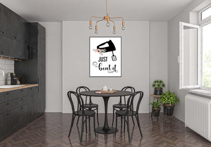 Just Beat It Kitchen Minimalist Portrait Wall Art Home Dining Decor Print Poster