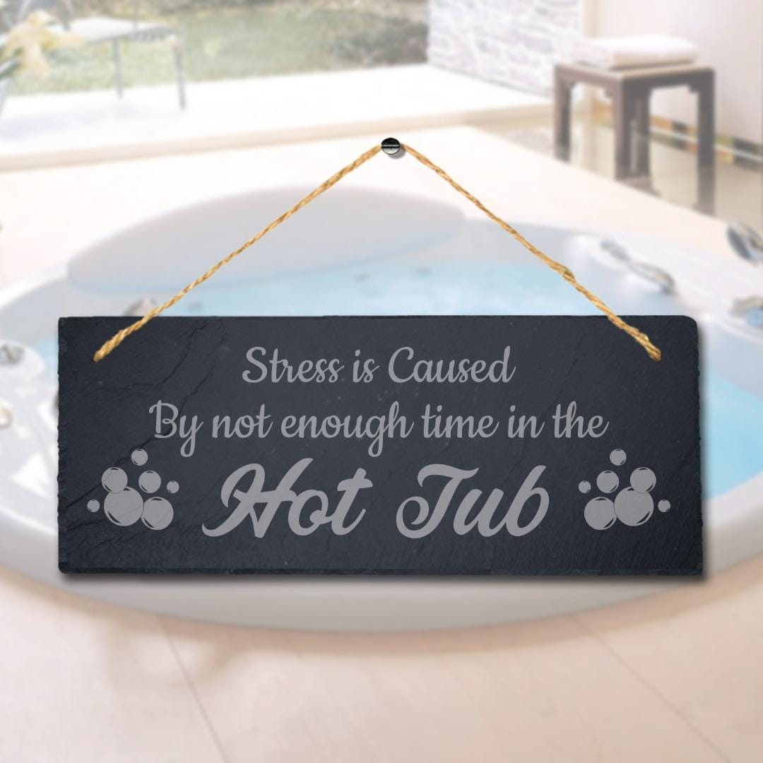 Stress Is Caused By Not Enough Time Laser Engraved Hanging Slate  Plaque Sign