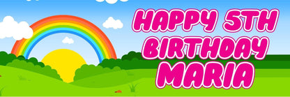 2 Personalised Sun Set Rainbow Birthday Celebration Banners Decoration Posters For Kids Party