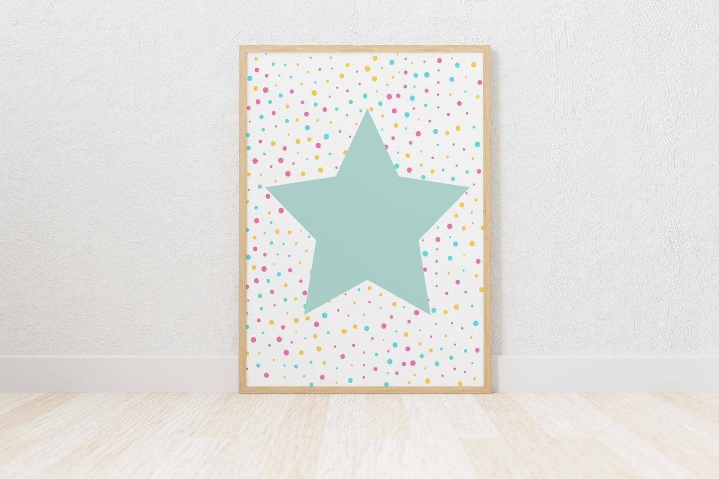 Big Star Polka Nursery Bedroom Boys Girls Wall Decor Art Poster Print