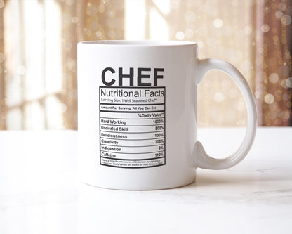 Chef Nutritional Facts Mug: Cooking Student Gift - UK Made