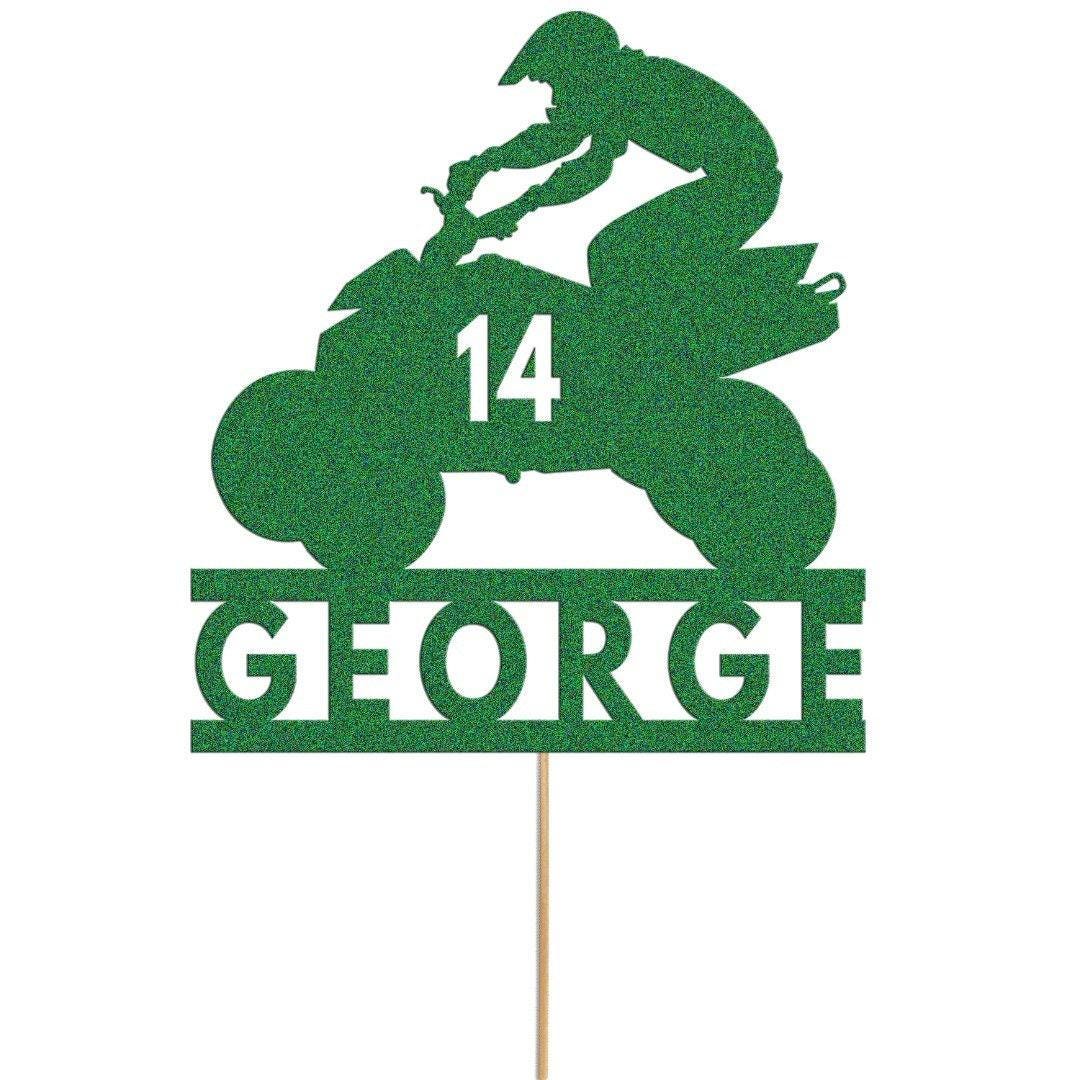 Personalised Glitter Quad Bike Cake Topper: Custom ATV Decoration