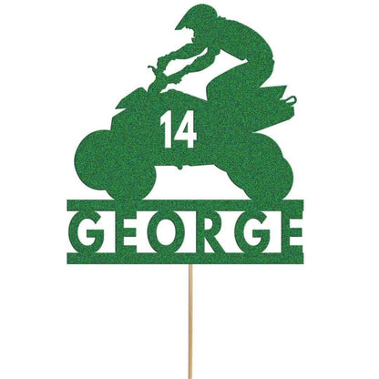 Personalised Glitter Quad Bike Cake Topper: Custom ATV Decoration