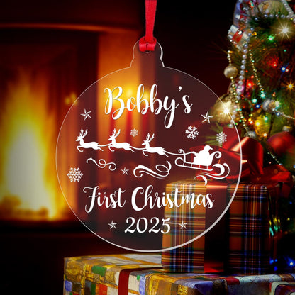 Personalised Babys First Christmas Bauble 1st Xmas Santa Tree Decoration Gift