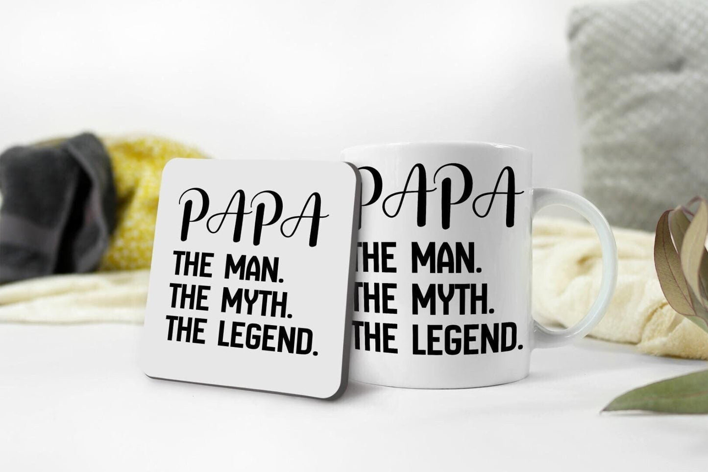 Papa The Man, The Myth, The Legend Mug & Coaster Set
