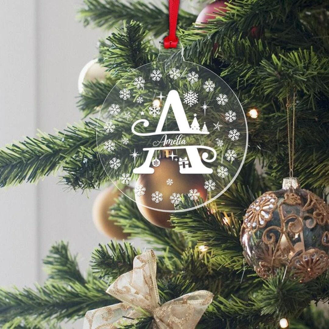 Personalised Christmas Bauble Any Name Monogram Xmas Tree Hanging Decoration Gift