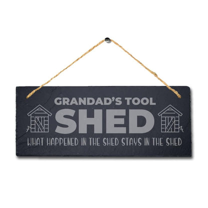 Grandads Tool Shed Engraved Hanging Slate Grandpa Workshop Shed Tools Plaque Sign