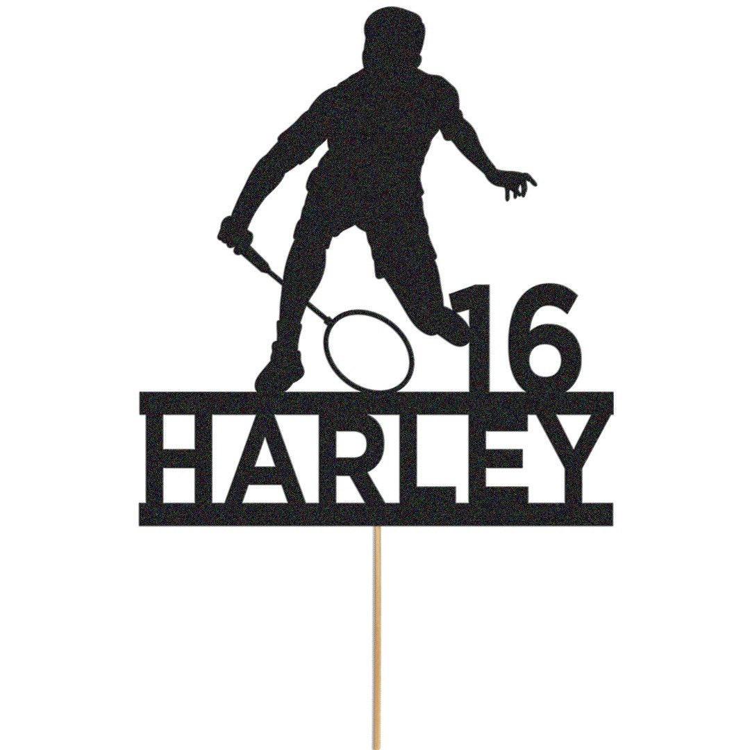 Personalised Badminton Cake Topper: Glitter Birthday Party Decoration