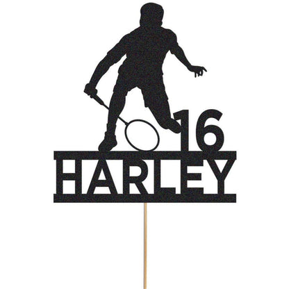Personalised Badminton Cake Topper: Glitter Birthday Party Decoration