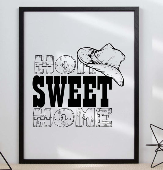 Home Sweet Home Cap Inspirational Positive Thought Quote Art Poster Print Wall