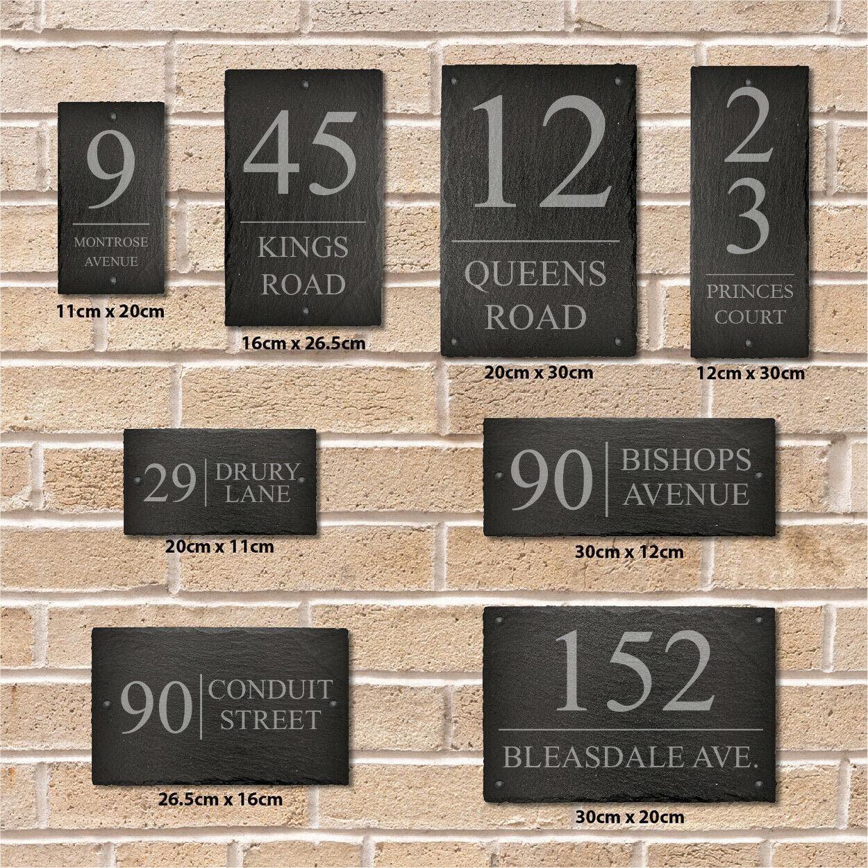 Personalised Rectangle Slate Plaque Door Number House Name Contemporary Style