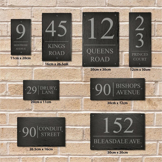 Personalised Rectangle Slate Plaque Door Number House Name Contemporary Style
