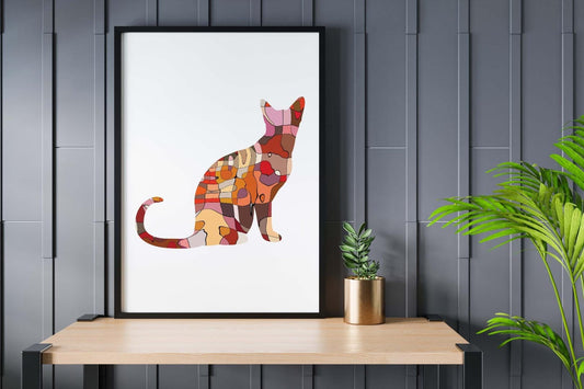 Cat Kitten Kids Bedroom Woodland Forest Animal Wall Art Home Decor Print Poster