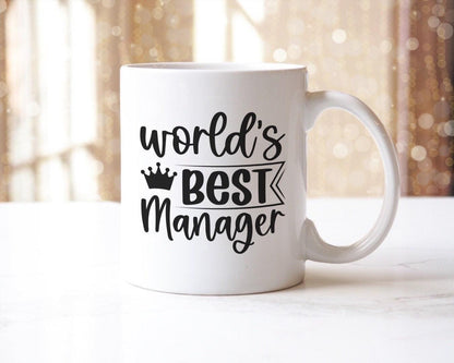 Worlds Best Manager Funny Ceramic Novelty Mug & Coaster Coffee Tea Cup Gift Office Workspace