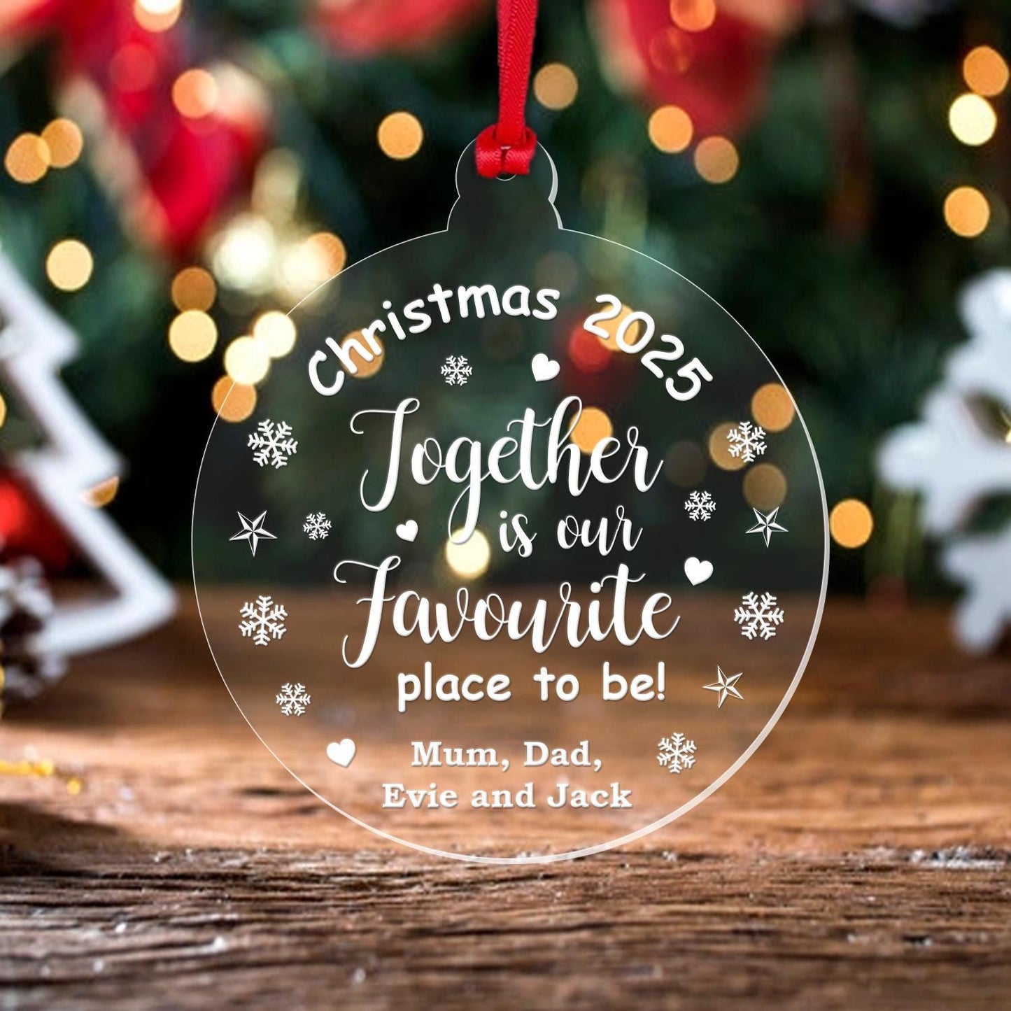 Personalised Family Name Christmas Bauble Surname Xmas Hanging Decoration Gift