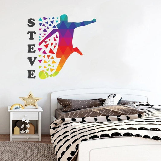 Personalised Crystal Football Boy Wall Sticker Name Vinyl Decal Kids Nursery Bedroom