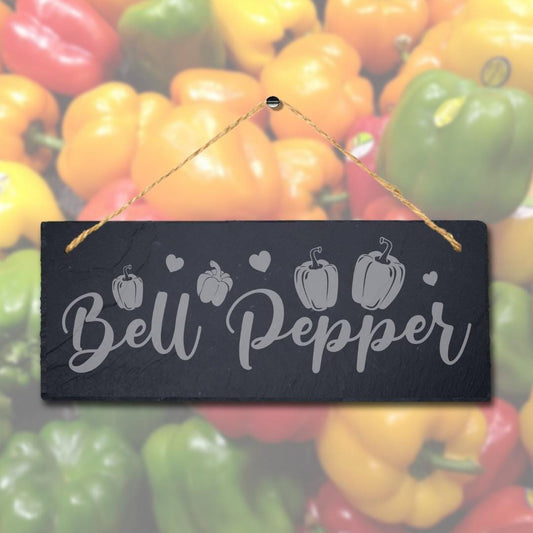Bell Pepper Engraved Hanging Slate Vegetable Patch Garden Allotment Plaque Sign