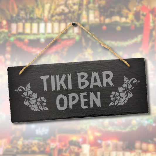 Tiki Bar Open Hanging Slate Sign Cocktail Bar Plaque Beer Beach Drinking Gift