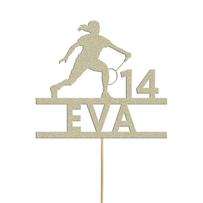 Custom Glitter Tennis Cake Topper: Personalised Birthday Party Decor