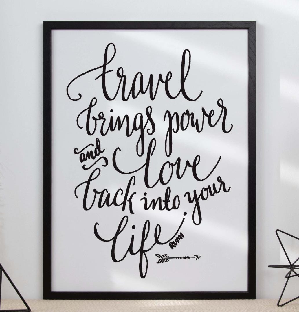 Travel Brings Power And Love Inspirational Positive Quote Poster Print Wall