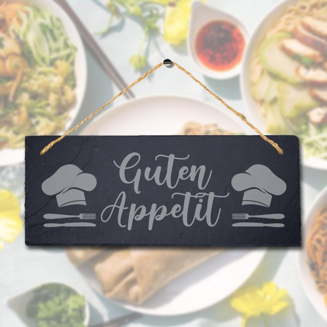 Guten Appetite Laser Engraved Hanging Slate Kitchen Restaurant Home Plaque Sign