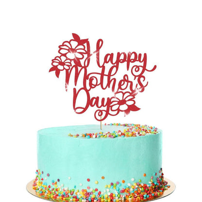 Flowers Design Happy Mothers Day Glitter Cake Topper Birthday Decoration