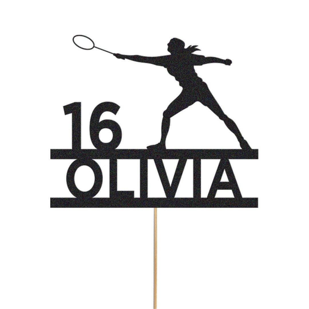 Personalised Glitter Tennis Cake Topper: Any Name & Age