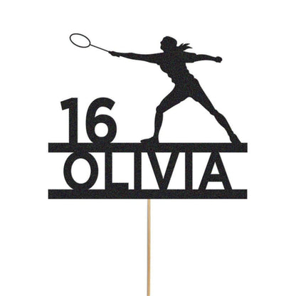 Personalised Glitter Tennis Cake Topper: Any Name & Age
