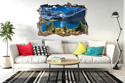 Mountains Lake View Vinyl Wall Decal: 3D Window Sticker (45cm x 60cm)