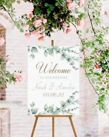 Personalised Eucalyptus Wedding Welcome Sign: Elegant Custom Print (Digital or Foam Board)