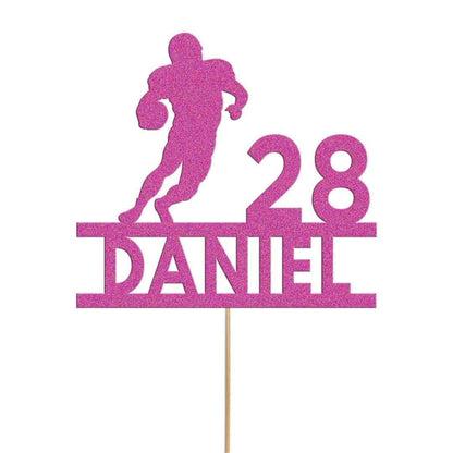 Personalised Rugby Cake Topper: Glitter Sports Fan Decoration