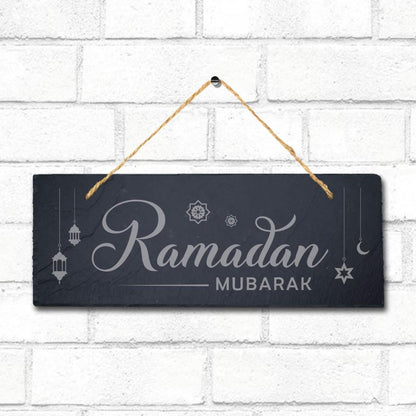 Ramadan Mubarak Laser Engraved Islamic Arabic Wall Hanging Slate Plaque Sign