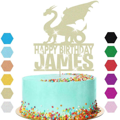 Dragon Fantasy Cake Topper Personalised  Boys Birthday Decoration Any Name