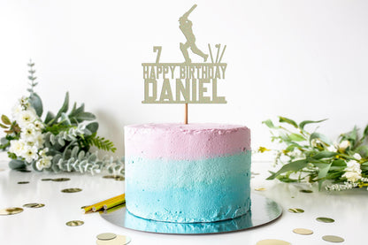 Personalised Glitter Cricket Cake Topper: Birthday Party Decor