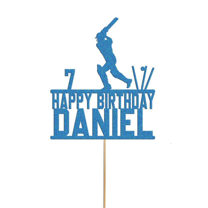 Personalised Glitter Cricket Cake Topper: Birthday Party Decor