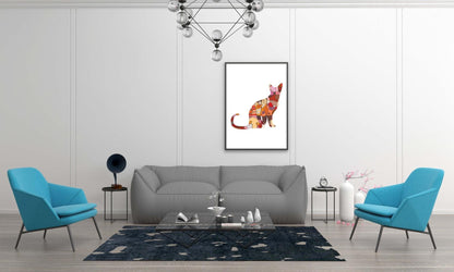 Cat Kitten Kids Bedroom Woodland Forest Animal Wall Art Home Decor Print Poster