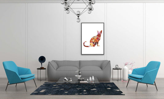 Cat Kitten Kids Bedroom Woodland Forest Animal Wall Art Home Decor Print Poster