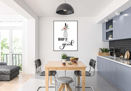 Whip It Good Kitchen Minimalist Portrait Wall Art Home Dining Decor Print Poster